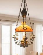 Antieke Kroonluchter met Porseleinen Kap handgeschilderd, Antiek en Kunst, Antiek | Lampen, Ophalen