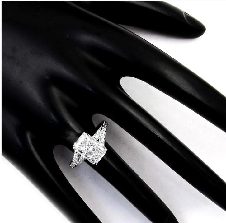 Tijdloze 14K Witgouden Diamanten Ring - 3.07 ct F/VS2, Sieraden, Tassen en Uiterlijk, Ringen, Nieuw, Dame, 17 tot 18, Wit, Goud