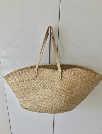 Grote XL rieten tas shopper strandtas leren hengsel Ibiza beschikbaar voor biedingen