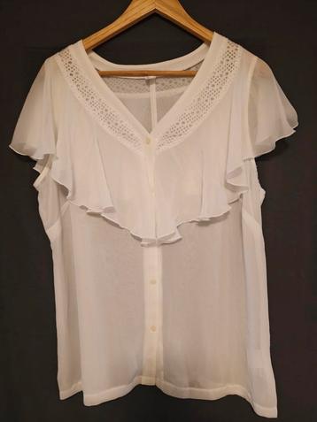 Witte blouse met ruches beschikbaar voor biedingen