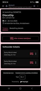 Zaterdag tickets discodip, Twee personen