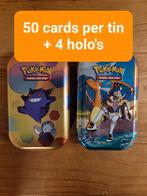 Tin met 50 kaarten 4 glimmende, Ophalen of Verzenden, Zo goed als nieuw, Meerdere kaarten, Foil