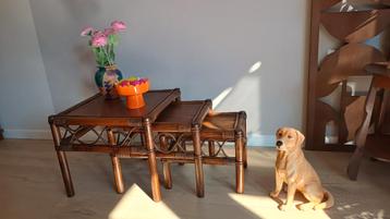 Vintage Manou Bamboo Nesting Tables, 1970s, Set of 3  beschikbaar voor biedingen
