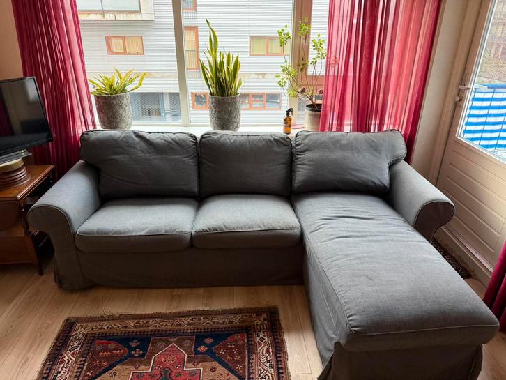 3-zits Bank, grijs / blauw Ektorp van ikea, Huis en Inrichting, Banken | Complete zithoeken, Gebruikt, Stof, Ophalen