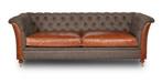 Chesterfield stof Baltimore bank Harris tweed cognac leer, Ophalen of Verzenden, Nieuw, 75 tot 100 cm, Stof