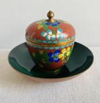 Antiek Chinees cloisonne potje met deksel koper schaaltje, Antiek en Kunst, Antiek | Koper en Brons, Ophalen of Verzenden, Koper