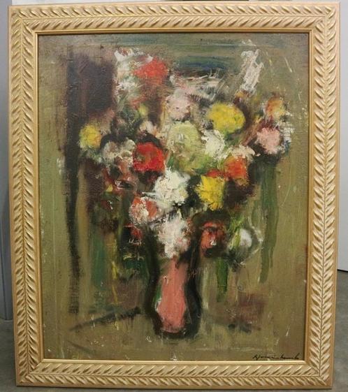 Karel Jan VAN DEN HEUVEL, kleurrijk boeket, Antiek en Kunst, Kunst | Schilderijen | Klassiek, Ophalen of Verzenden