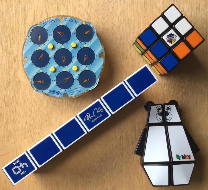 Rubik’s Clock, Cube, Junior Bear & Snake 1974 - 2014 - ZGAN, Hobby en Vrije tijd, Denksport en Puzzels, Zo goed als nieuw, Rubik's of 3D-puzzel