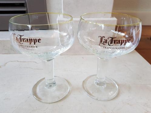 Twee bierglazen op voet : la Trappe - trappistenbier, Verzamelen, Biermerken, Nieuw, Glas of Glazen, La Trappe, Ophalen of Verzenden