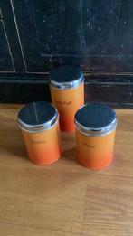 3 vintage retro bewaarblik voorraadbus koffie/thee/beschuit, Ophalen of Verzenden, Gebruikt, Overige merken