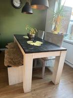 Tafel met bankje, Huis en Inrichting, Tafels | Eettafels, Ophalen, Eikenhout, 200 cm of meer, 50 tot 100 cm