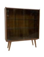 Vintage Wandkast Kast vitrine Jaren 60 Design glas, Met plank(en), Teakhout, Ophalen