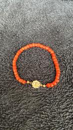 Bloedkoraal armband met gouden slot, Antiek en Kunst, Ophalen of Verzenden