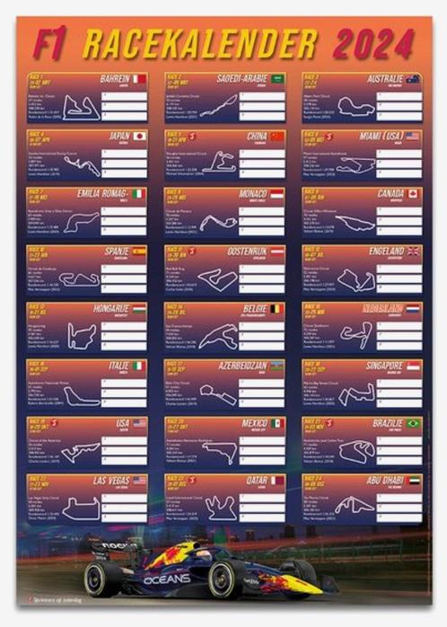 Max Verstappen Formule 1 kalender 2024 poster A3 nieuw, Diversen, Kalenders, Nieuw, Jaarkalender, Ophalen of Verzenden