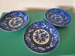3 Antieke blauw-witte Flow Ware Indian Tree schalen 22 cm, Ophalen of Verzenden