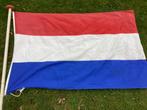 Vintage retro Nederlandse vlag met stok, katoen, Diversen, Vlaggen en Wimpels, Gebruikt, Ophalen