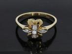14 karaats gouden design bloem ring met 5 diamanten