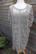 Jurk kaki kant Farouche mt M/L + onderjurk vintage Vaste AAN, Maat 38/40 (M), Farouche, Ophalen of Verzenden, Zo goed als nieuw