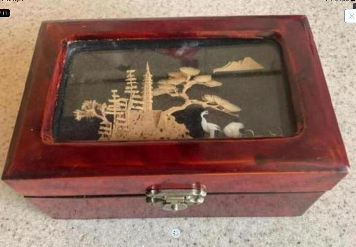 Vintage lakdoos met kurk diorama, Antiek en Kunst, Curiosa en Brocante, Ophalen of Verzenden