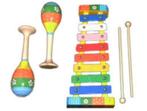 Muziekset hout in kist, Kinderen en Baby's, Speelgoed | Houten speelgoed, Nieuw, Overige typen, Ophalen of Verzenden