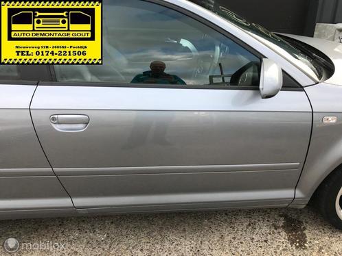 Audi A3 8P 3-Deurs ('03-'12) Portier Deur Rechts Grijs LY7J, Auto-onderdelen, Carrosserie en Plaatwerk, Deur, Audi, Voor, Rechts