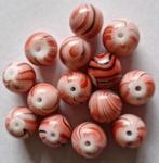 Gemeleerde glas kralen roze rood 12 mm, Verzenden, Nieuw, Kraal