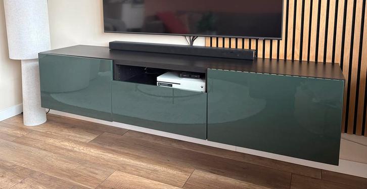 IKEA Besta TV meubel - 180cm - zwart/groen, Huis en Inrichting, Kasten | Televisiemeubels, Gebruikt, Minder dan 100 cm, 150 tot 200 cm