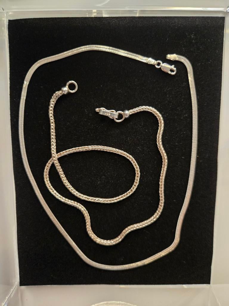 Zilveren kettingen: slangenschakel en vossenstaart, Ophalen of Verzenden