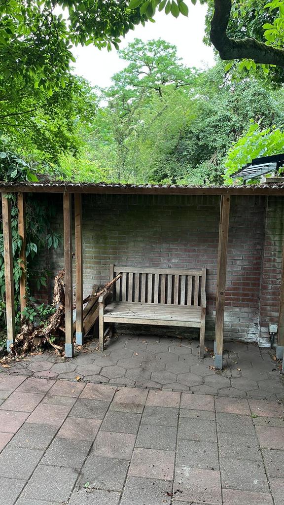 Houtopslag met transparant dak (excl. bankje), Ophalen, Gebruikt, Hout, Overige typen