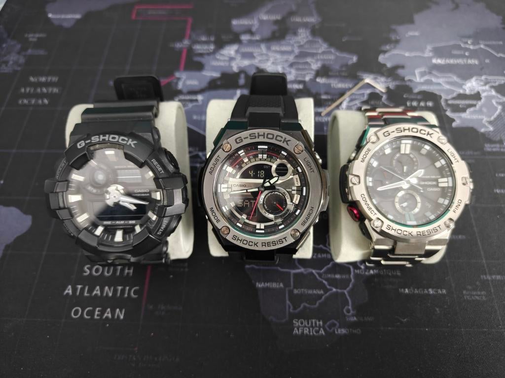 G-Shock horloges GA-700-1B, GST-210B-1A, GST-B100D-1A, Ophalen, Gebruikt, Kunststof, Casio
