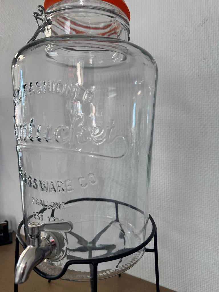 Glazen water- of drankdispenser met kraantje, Overige typen, Ophalen, Zo goed als nieuw, Glas