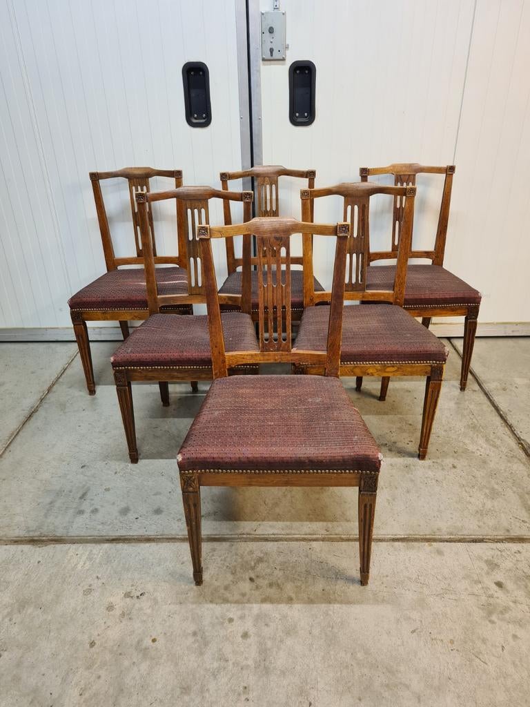 Set stoelen, iepenhout, louis seize, louis xvi, TEAB, Antiek en Kunst, Antiek | Meubels | Stoelen en Banken, Ophalen