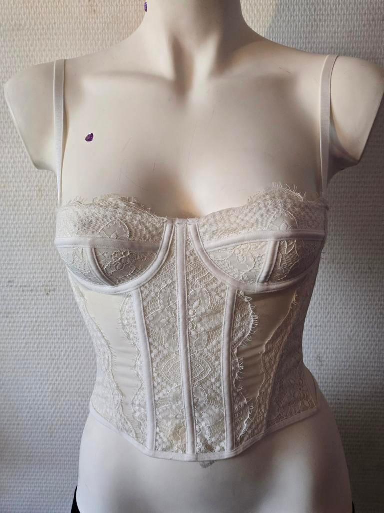 Dames Wit Kanten Korset - Maat Xs, Onbekend, Ophalen of Verzenden, Wit, Body of Korset