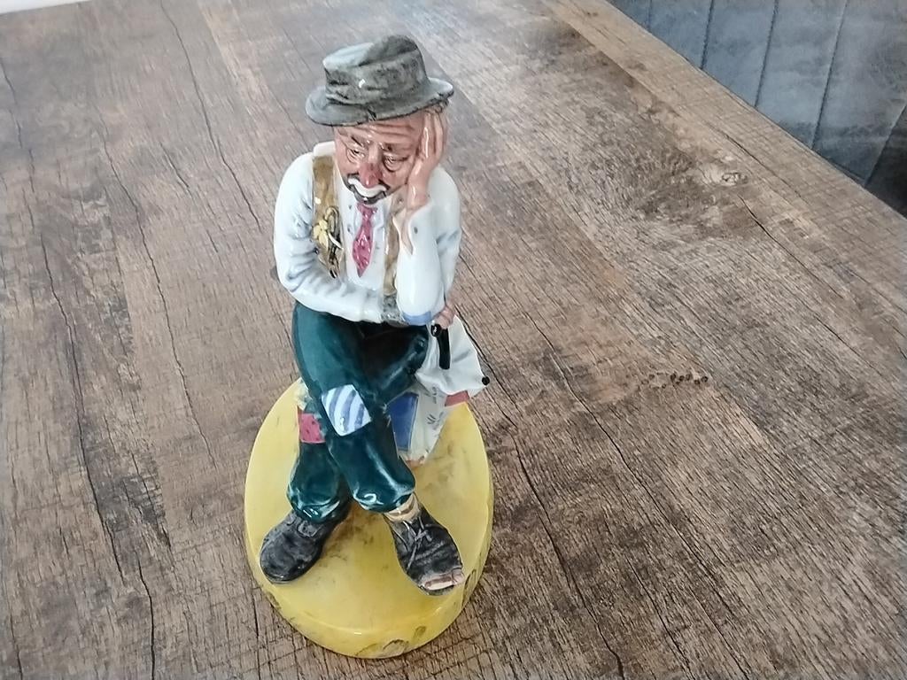 Mooi colportage clown beeldje - 20 cm hoog, Ophalen of Verzenden