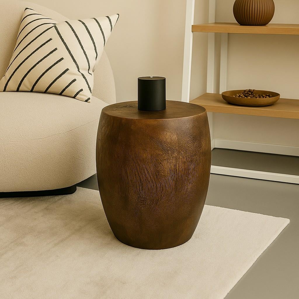 Massief teakhouten bijzettafel, 45 tot 60 cm, Minder dan 55 cm, Rond, Nieuw