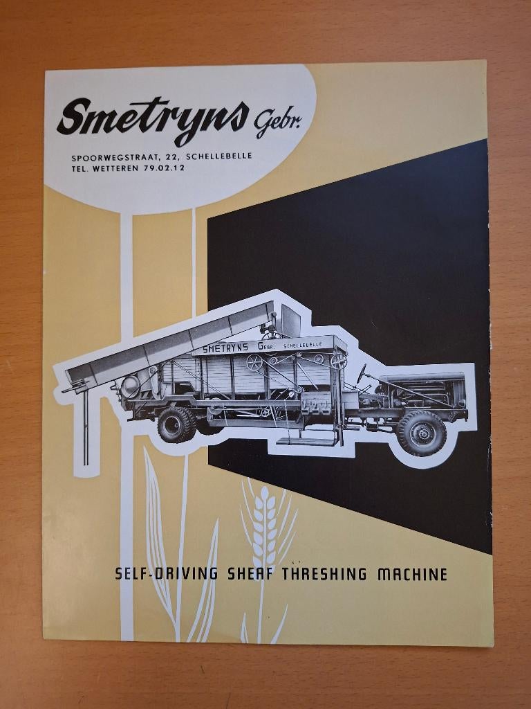 Folder zelfrijdende dorsmachine Gebr. Smetryns, Verzenden, Gelezen, Tractor en Landbouw