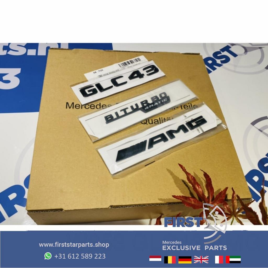 W253 GLC43 AMG LOGO SET ZWART EMBLEMEN SET Mercedes GLC KLAS, Gebruikt, -, Ophalen of Verzenden, -