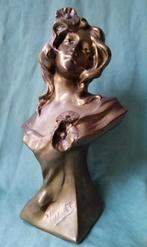 Koperen Art Nouveau beeld Vrouw Chance Geluk, Antiek en Kunst, Kunst | Beelden en Houtsnijwerken, Ophalen of Verzenden