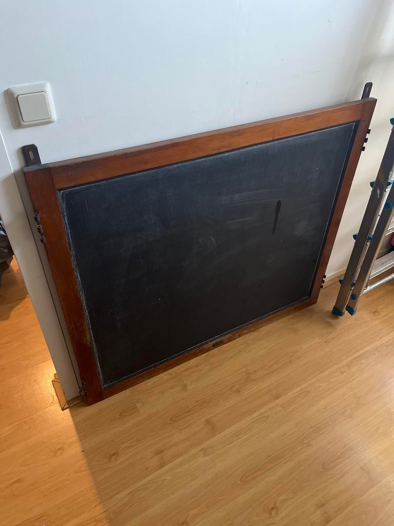 Antiek school krijtbord met houten lijst, Ophalen, Krijtbord