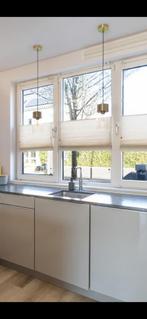 2 hangende lampen / goud en glas, Ophalen of Verzenden, Zo goed als nieuw, Glas, Minder dan 50 cm