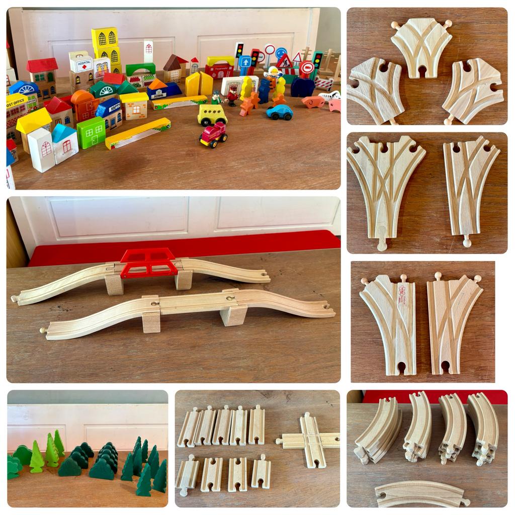 Houten treinrails en accessoires, Ophalen, Zo goed als nieuw