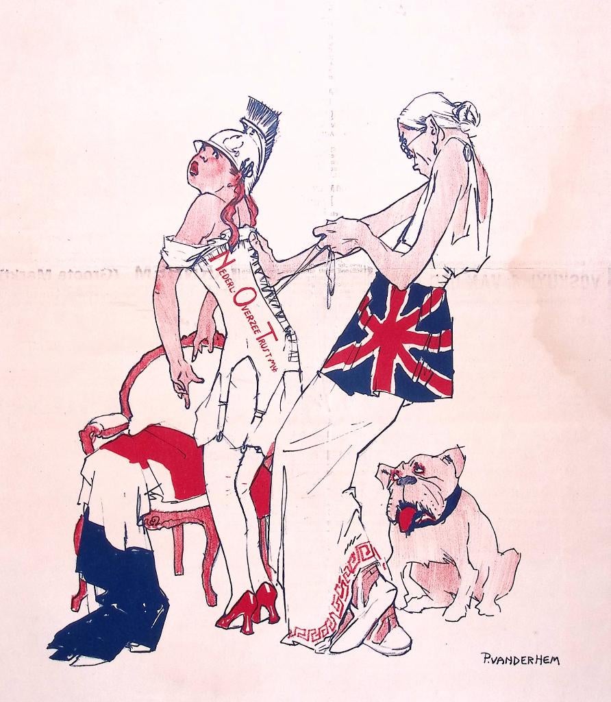 Spotprent over de Nederlandse handelsmaatschappij NOT, Antiek en Kunst, Kunst | Litho's en Zeefdrukken, Ophalen