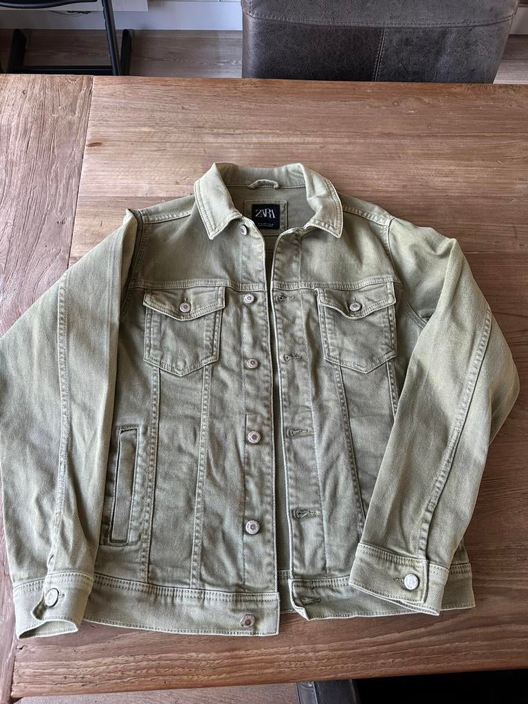 Groene heren spijkerjas Zara maat M, Ophalen of Verzenden, Zo goed als nieuw, Maat 48/50 (M), Groen