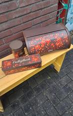 💐BROODTROMMEL KOEKBLIK SUIKERBLIK ORANJE BLOEMETJES, Ophalen of Verzenden