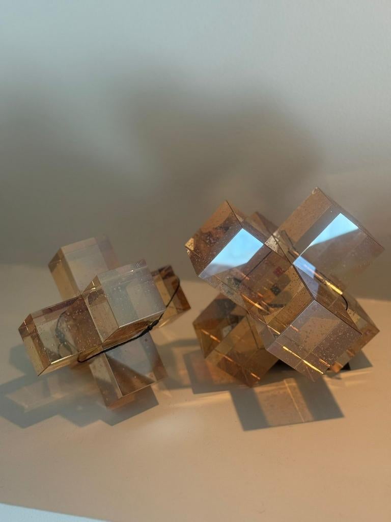 Mooie kubussen Eric Kuster stijl nieuw met originele doosjes, Nieuw, Ophalen of Verzenden, Glas, Goud