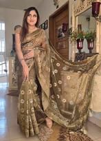 Nieuwe Indiase sari met gouden borduursels, Kleding | Dames, Overige Dameskleding, Ophalen, Nieuw