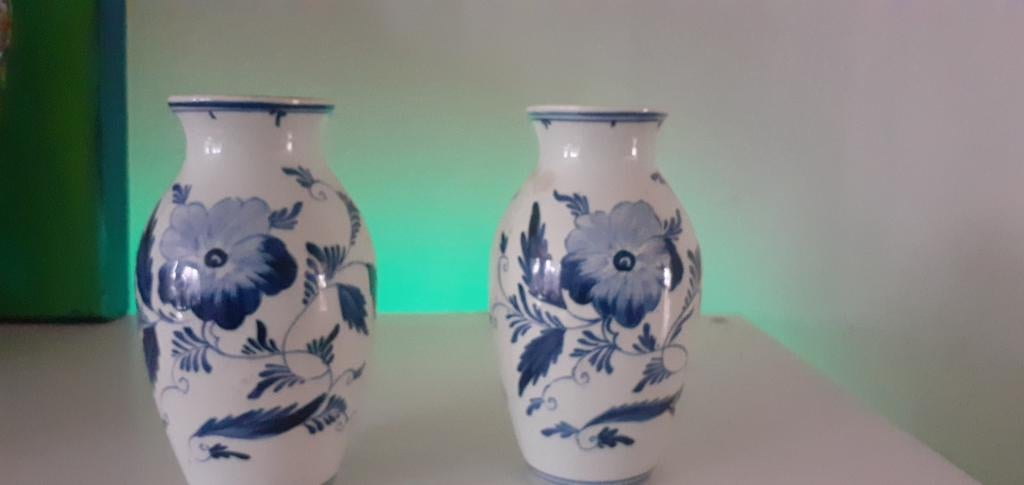 Delfts Blauw Vaasjes - Set van 2 en theepot, Ophalen of Verzenden