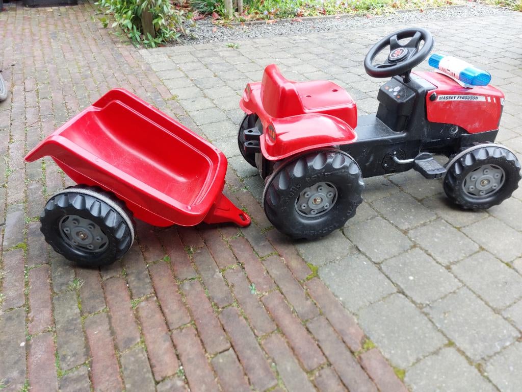 Rolly Toys Massey Ferguson Traptractor met Aanhanger, Ophalen, Gebruikt, Trapvoertuig
