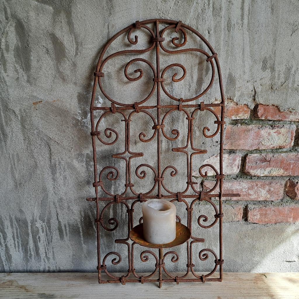 Brocante muurkandelaar wandkandelaar ornament roest *Etage3*, Huis en Inrichting, Woonaccessoires | Overige, Gebruikt, ., Ophalen of Verzenden