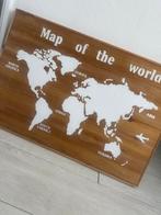 Houten wereldkaart wanddecoratie, Huis en Inrichting, Woonaccessoires | Wanddecoraties, Ophalen of Verzenden, Gebruikt